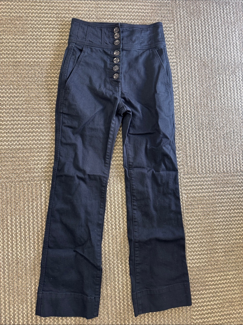 NWT Ulla Johnson Ellis High Waisted Cotton Pant in Midnight Blue, size 0 - Picture 2 of 7